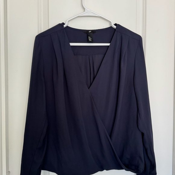 H&M Navy Wrap Blouse - Picture 1 of 4